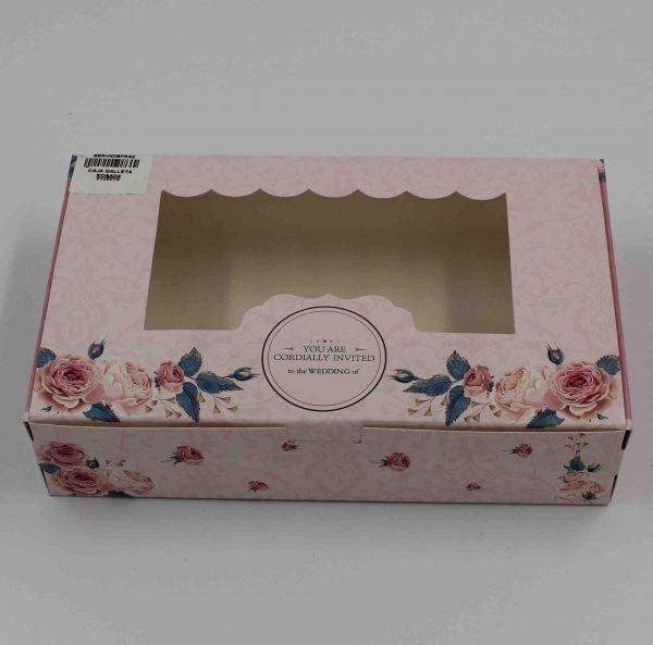 CAJA GALLETA ROSADA 21,5X13,5X5CM