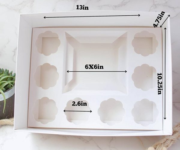 CAJA TORTA MINI Y CUPCAKES 35X25X10CM