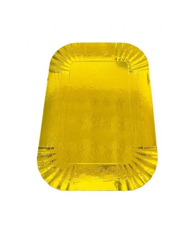 BASE PLATO DORADA RECTANGULAR 32X23CM PAQX25