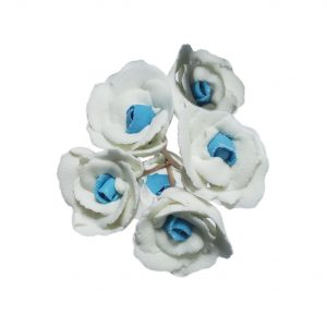 FLOR PALILLO BLANCA CON CELESTE X12
