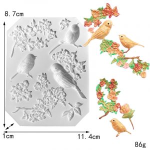 MOLDE SILICON 935 FLORES Y PAJAROS