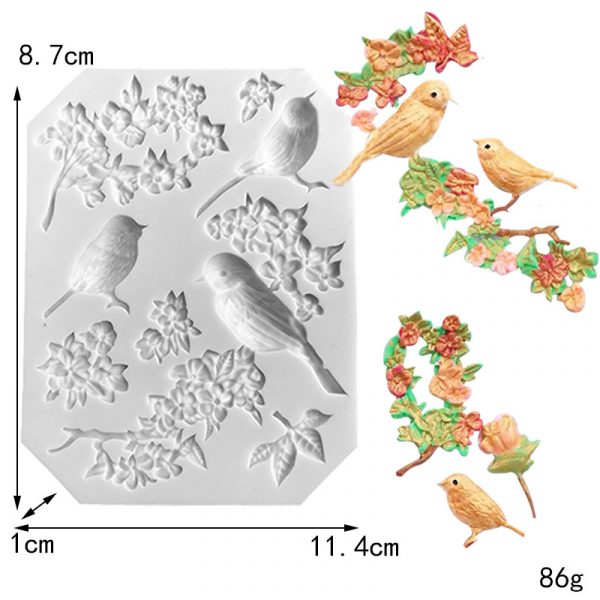 MOLDE SILICON 935 FLORES Y PAJAROS