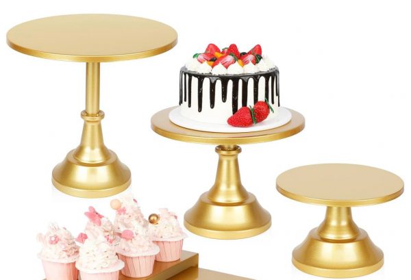 PEDESTAL DORADO SET X3 20,25 Y 30CM