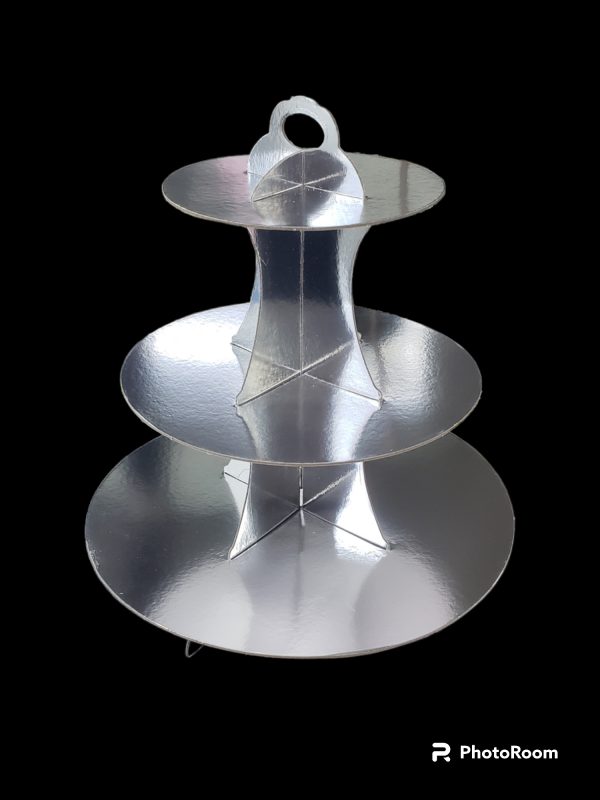 PEDESTAL CUPCAKE PLATEADO