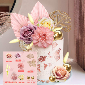 SET DECORATIVO FLORES ROSADAS