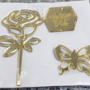 TOPPER Y MONEDA ACRILICO FLOR