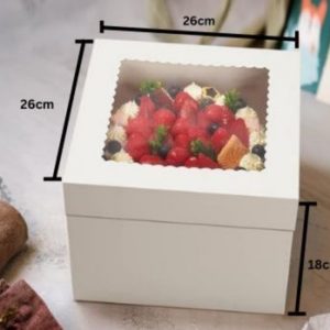 CAJA TORTA CON VENTANA 26X26X18CM