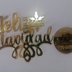 TOPPER Y MONEDA ACRILICO NAVIDAD.